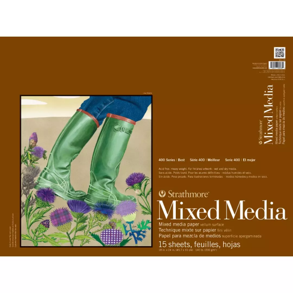 Picture of Strathmore 400 Series Mixed Media Pad Vellum Surface - Tape Bound - 300gsm 18"x24" (15 Sheets)
