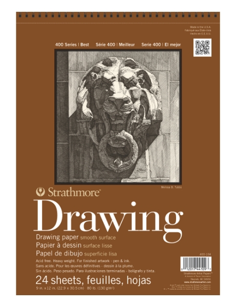 Picture of Strathmore 400 Series Drawing Pad Smooth Surface - Wire Bound 130gsm 9"x12" (24 Sheets)