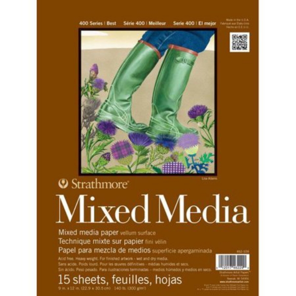 Picture of Strathmore 400 Series Mixed Media Pad Vellum Surface - Tape Bound - 300gsm 9"x12" (15 Sheets)