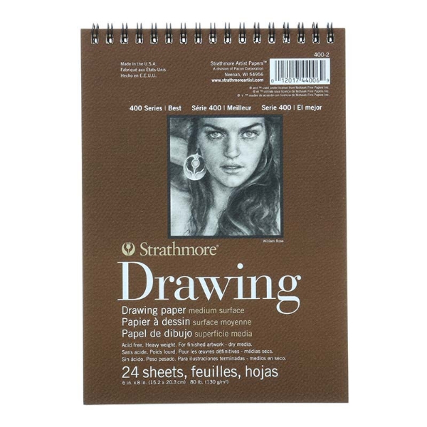 Picture of Strathmore 400 Series Drawing Pad Medium Surface - Wire Bound - 130gsm 6"x8" (24 Sheets)