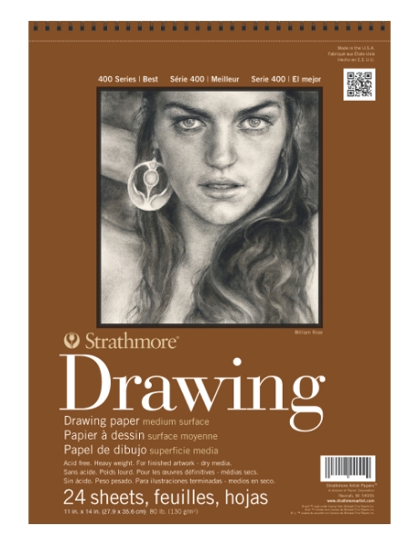 Picture of Strathmore 400 Series Drawing Pad Medium Surface - Wire Bound 130gsm 11"x14" (24 Sheets)