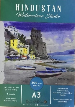 Picture of Hindustan Watercolour Studio Paper 300Gsm Polypack A3