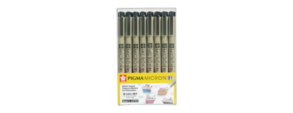 Picture of Sakura Pigma Micron Pen 01 - Set of 8 (Assorted Colours)