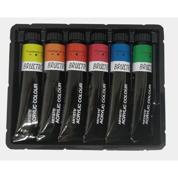 Picture of Brustro Artists Acrylic Fluore Colour Set Of 6x12ml