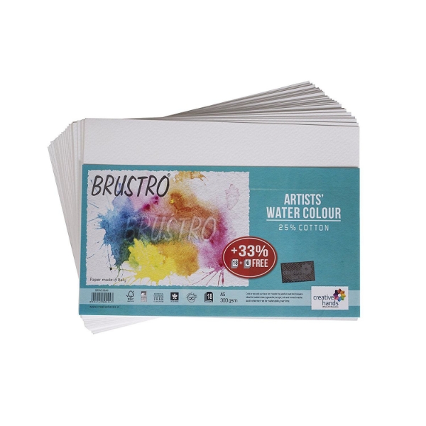 Picture of Brustro Artists' Watercolour Paper CP 300 GSM A5 - 25% cotton (18+6 Sheets)