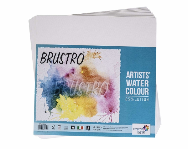 Picture of Brustro Artists' Watercolour Paper -25% Cotton - 300gsm 30X30cm ( 12 Sheets )