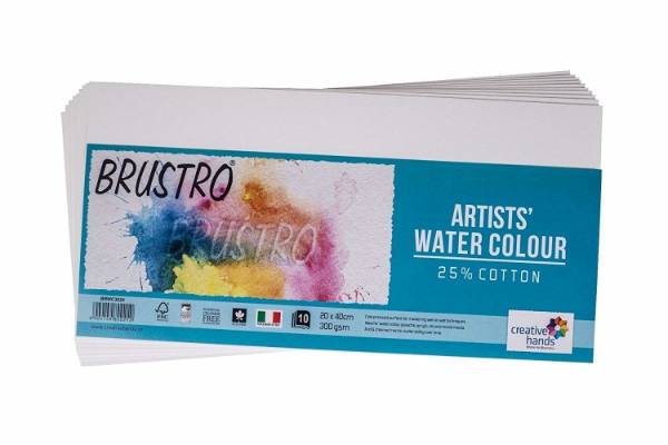 Picture of Brustro Artists' Watercolour Paper -25% Cotton - 300gsm 20X40cm ( 10 Sheets )