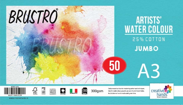 Picture of Brustro Artists Water Colour Paper 300gsm A3 (50 Sheets) Jumbo Pack