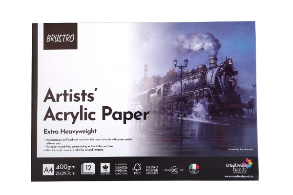 Picture of Brustro Artists Acrylic Paper Pad 400gsm A4 (12 Sheets)