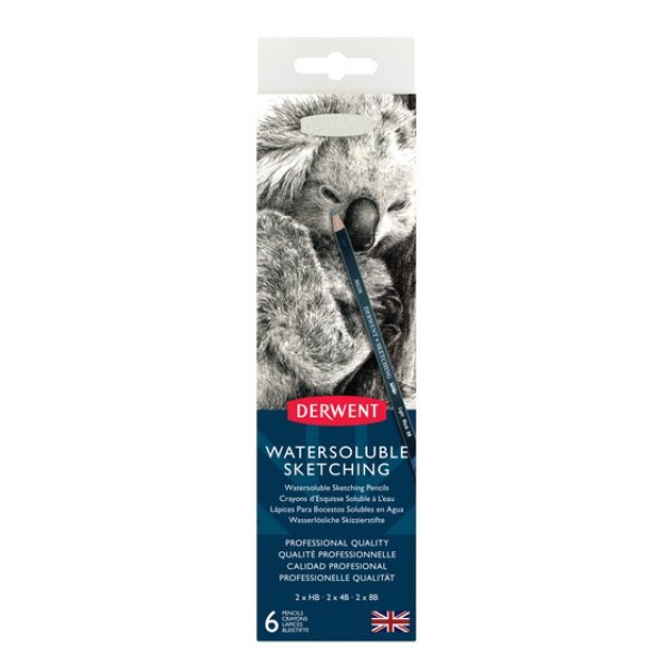 Picture of Derwent Water-soluble Sketching Pencils - Tin of 6