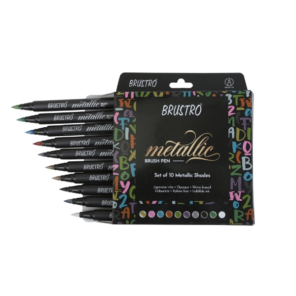 Picture of Brustro Metallic Brush Pen Set of 10