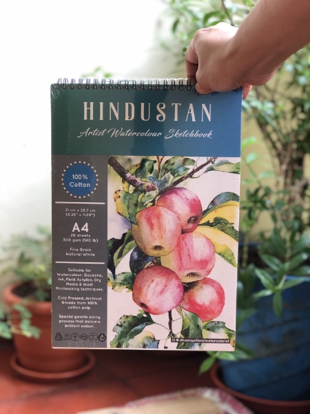Picture of Hindustan Artist Watercolour Sketchbook Cold Pressed 300Gsm-A4 (20 Sheets) Spiral Bound
