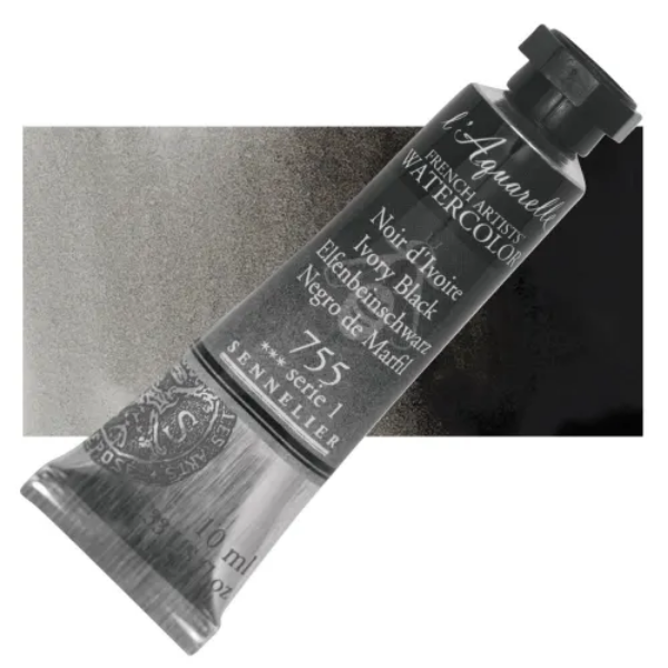 Picture of Sennelier l'Aquarelle Watercolor Series-1 10ml Ivory Black (755)