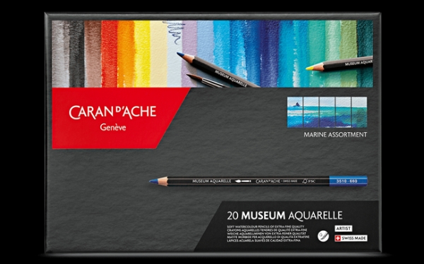 Picture of Caran d'Ache Museum Aquarelle Watercolour Pencil - Set of 20 (Marine Assortment)