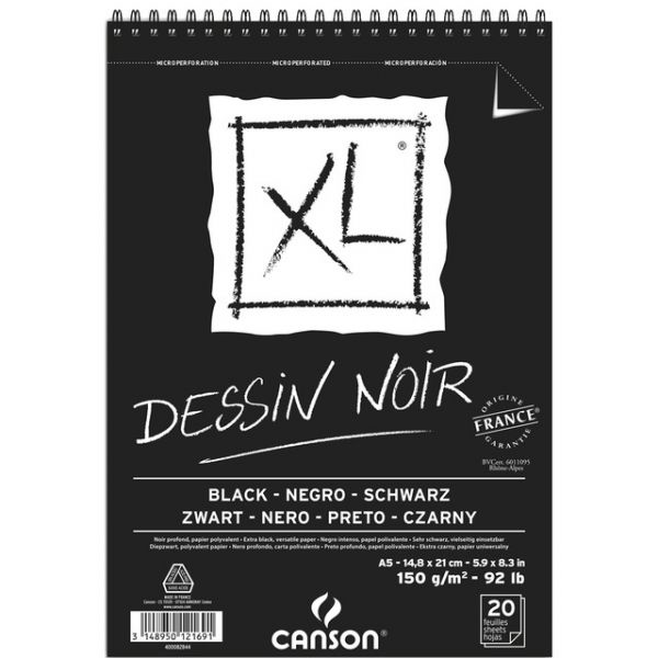Picture of Canson XL Dessin Noir Black Spiral Album A5 14.8x21cm