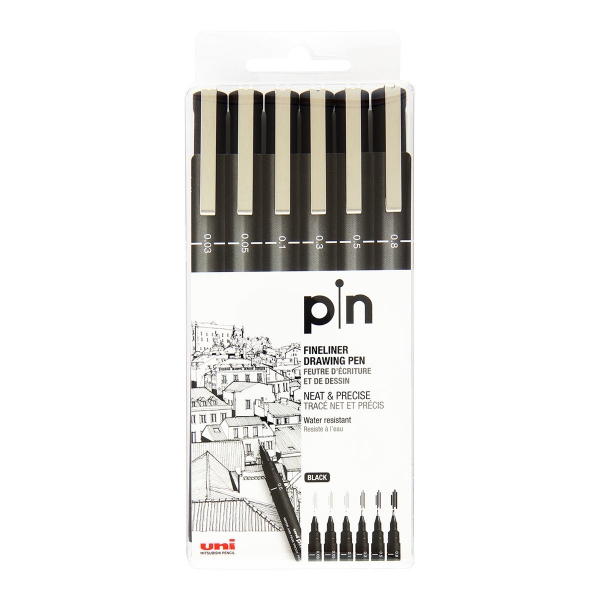 Picture of Uni Pin Fineliner Drawing Pen Set of 6