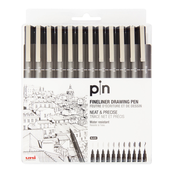 Picture of Uni Pin Fineliner Drawing Pen Set of 12