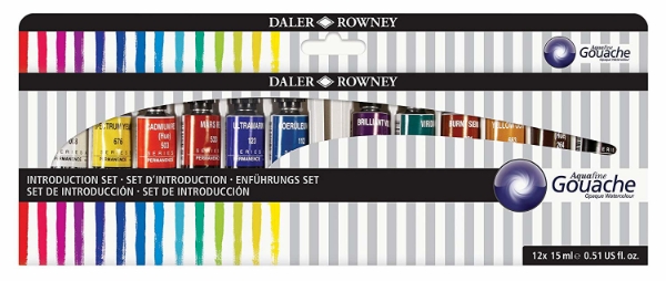 Picture of Daler Rowney Aquafine Gouache Paint Introduction - Set of 12 (15ml)