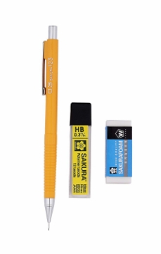 Picture of Sakura Mechanical Pencil 0.3mm Combo Pack - (Lead Refill And Foam Eraser)