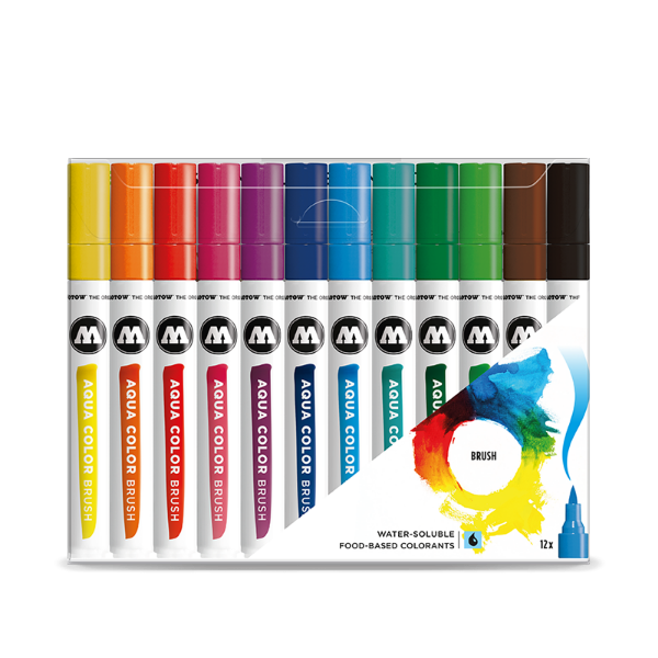 Molotow aqua colour brush pen basic set -1 (Pack of 12pcs)
