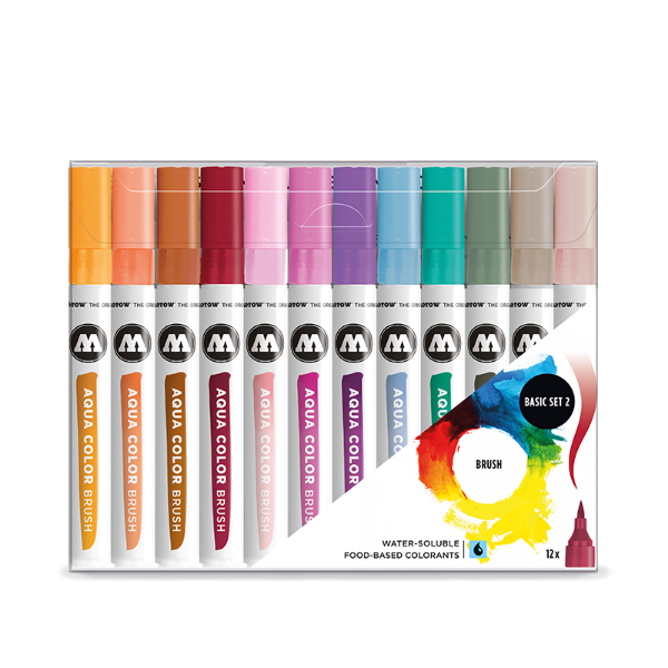 Picture of Molotow aqua colour brush pen basic set - 2(Pack of 12pcs) -