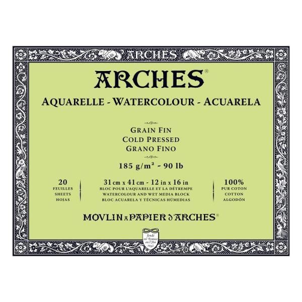 Picture of Arches Watercolor Paper Block Cold Pressed - 185gsm (31x41cm)
