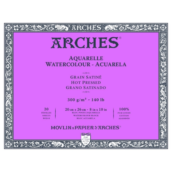 Picture of Arches Watercolor Paper Block Hot Pressed - 300gsm (20x26cm)