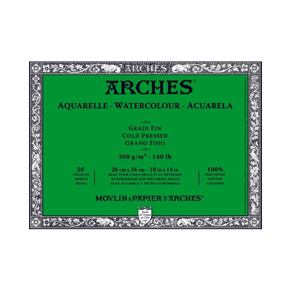 Picture of Arches Watercolor Paper Block Cold Pressed - 300gsm (26x36cm)