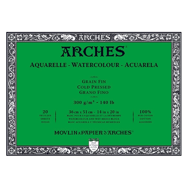 Picture of Arches Watercolor Paper Block Cold Pressed - 300gsm (36x51cm)