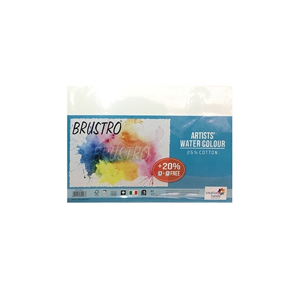 Picture of Brustro Artists' Watercolour Paper CP 300 GSM A3 -25% cotton 6 Sheets