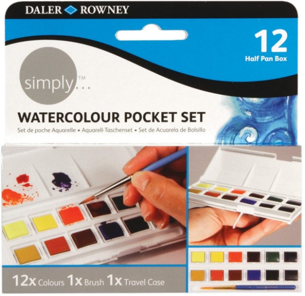 Picture of Daler Rowney Watercolour Pocket - Set of 12 (Half pan Box)