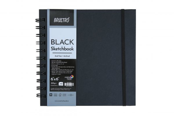 Picture of Brustro Black Sketch Book WiroBound 6x6 200gsm 40s