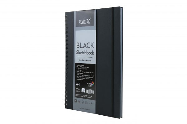 Picture of Brustro Black Sketch Book WiroBound A4 200gsm 40s