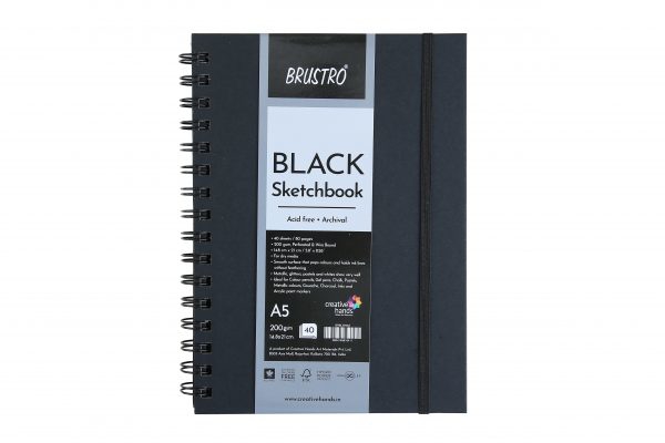 Picture of Brustro Black Sketch Book WiroBound A5 200gsm 40s