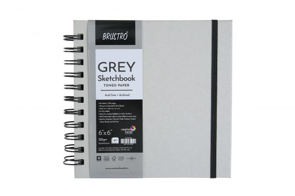 Picture of Brustro Grey Sketch Book Wiro Bound 6x6 120gsm 60s