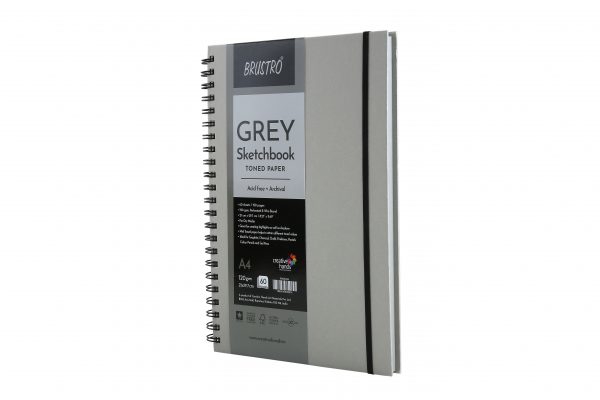 Picture of Brustro Grey Sketch Book Wiro Bound A4 120gsm 60sh