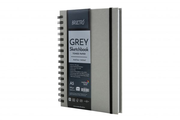 Picture of Brustro Grey Sketch Book Wiro Bound A5 120gsm 60sh