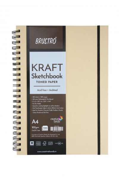 Picture of Brustro Kraft Sketch Book WiroBound A4 100gsm100sh