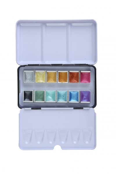 Picture of Brustro Metallic Watercolour Half Pan Set of 12