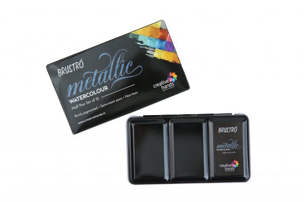 Picture of Brustro Metallic Watercolour Half Pan Set of 12