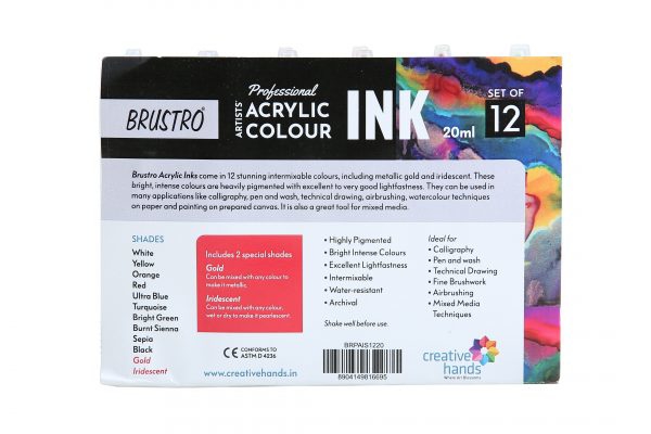 Picture of Brustro Profess Acrylic Colours Ink Set of 20ml