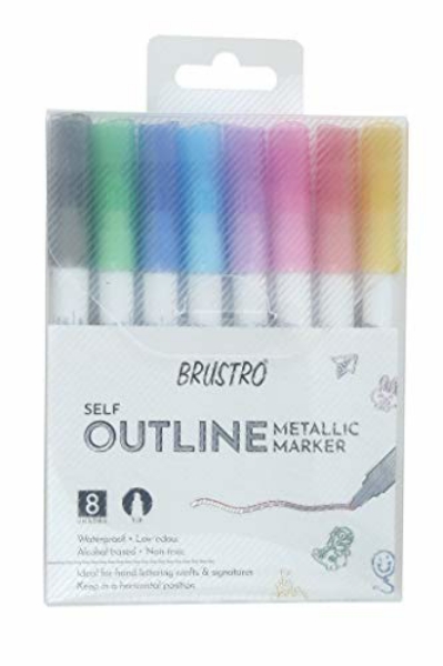 Picture of Brustro Self Outline Metallic Marker Set of 8