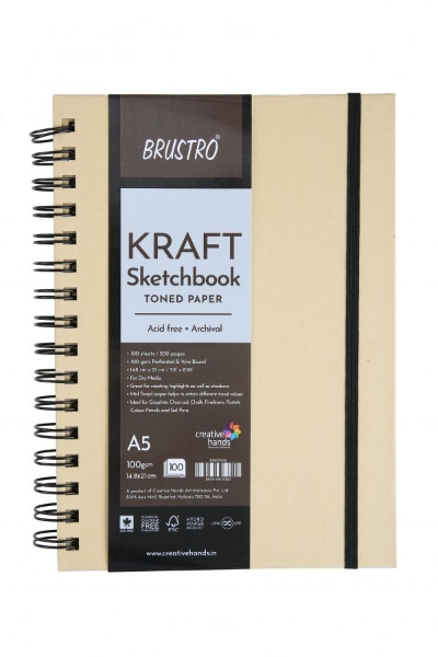 Picture of Brustro Kraft Sketch Book WiroBound A5 100gsm100sh