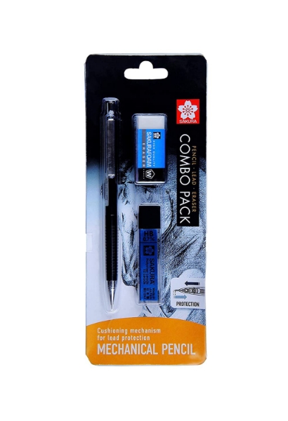 Picture of Sakura Mechanical Pencil 0.7mm Combo Pack - (Lead Refill And Foam Eraser)