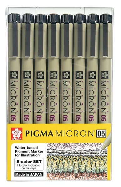 Picture of Sakura Pigma Micron Pen 05 - Set of 8 (Assorted Colours)