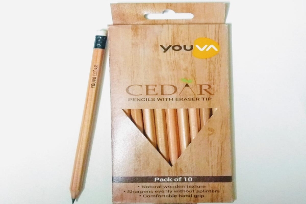 Picture of Youva Cedar Pencils With Eraser Tip Pack of 10