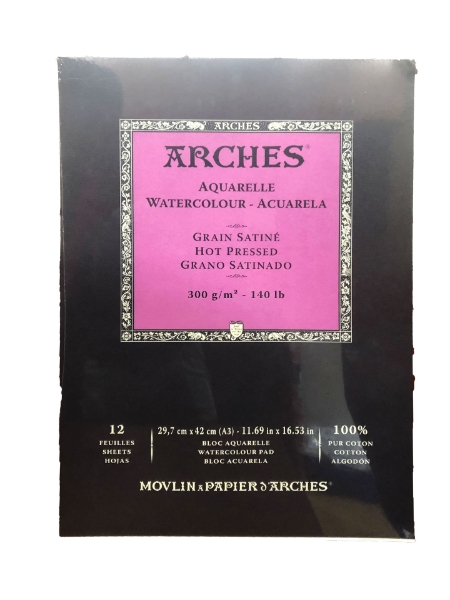 Picture of Arches Watercolor Paper Pad Hot Pressed - 300gsm (29.7x42cm)