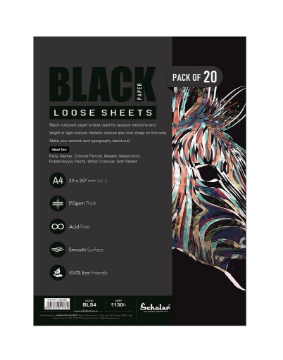 Picture of Scholar Black Paper LooseSheets A4 210gsm Pack 20