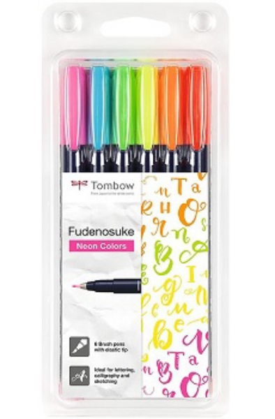 Picture of Tombow Brush Pens Fundenosuke Neon Colors Set of 6
