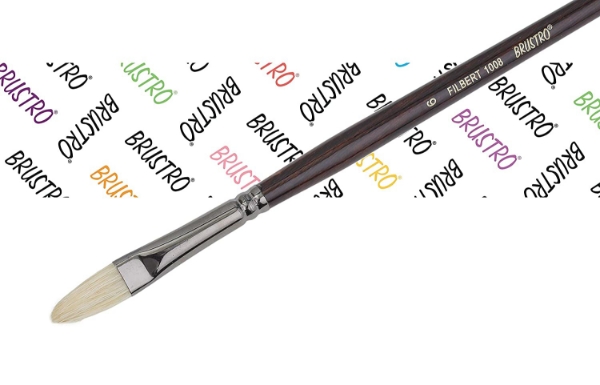 Picture of Brustro Series - 1008 White Bristle Filbert Brush No.6